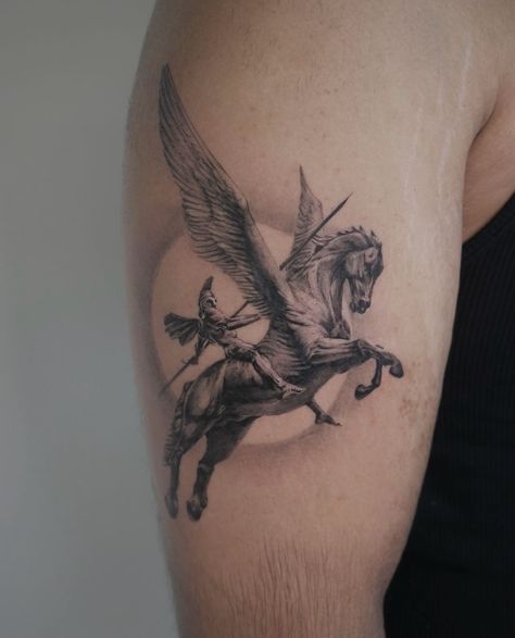 @rufio.tattoo 🪽 Recent Pegasus piece by our resident artist Alex ⚜️ Click the link in his bio to make an appointment 🤍 #tattoo #auraninetyfour #pegasus #pegasustattoo #realism #microrealism #microrealismtattoo #realismtattoo #tattoodo #microtattoo #bng #blackandgreytattoo #blackandgrey #stattoos #tattoosnob #tattooideas #tattooinspiration #blkttt #londontattoo #londontattooartist #londontattoostudio #fineline #finelinetattoo #singleneedletattoo #singleneedle #artesobscurae #inkandarte #pics... Rufio Tattoo, Micro Realism Tattoo, Pegasus Tattoo, Micro Realism, Ace Tattoo, Avatar Tattoo, Spartan Tattoo, Panda Tattoo, Fineline Tattoo