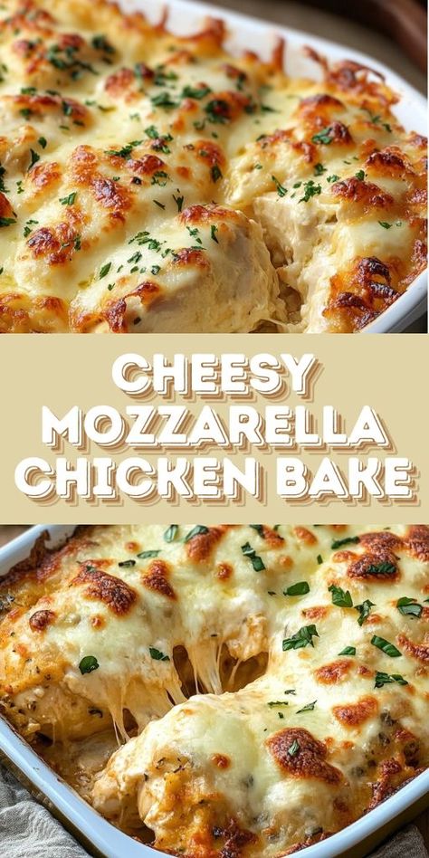 Cheesy Mozzarella Chicken Bake Ingredients: 4 large chicken breasts, boneless and skinless 2 tablespoons olive oil 1/2 teaspoon garlic powder Salt & pepper to taste 1.5 cups marinara sauce 1/2 cup freshly grated Parmesan cheese 1 cup shredded mozzarella #Cheesy #Mozzarella #Chicken #Bake Boneless Skinless Chicken Breast Recipes Baked, Mozzarella Chicken Bake, Baked Boneless Chicken Breast, Chicken Breast Casserole Recipes, Boneless Skinless Chicken Breast Recipes, Skinless Chicken Breast Recipes, Cheesy Baked Chicken, Chicken Boneless Breast Recipes, Easy Chicken Casserole Recipes