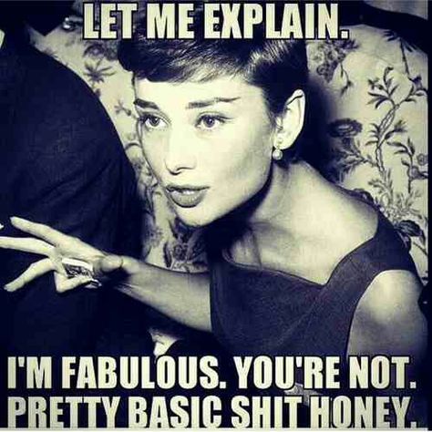 Im fabulous she says! Even though I find this funny it would not be funny in my real world. It is not right to hurt others no matter how pretty or rich you are. Im Fabulous, Retro Humor, Badass Quotes, E Card, Sarcastic Quotes, I Laughed, Quotes To Live By, Me Quotes, Diva