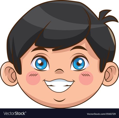 Beautiful little face boy cute child smiling Vector Image Jungle Book Characters, Teeth Drawing, Face Clipart, Child Smile, Happy Cartoon, Cartoon People, Boy Face, Cartoon Boy, Cartoon Animation