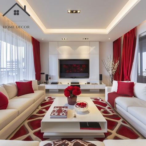 Red Living Room Ideas, Cream Living Room, Red Apartment, Red Living Room, Cream Living Rooms, Red Living, Living Room Red, First Apartment, Living Room Ideas