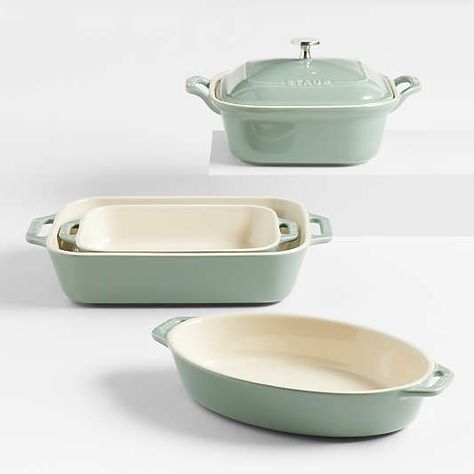 Outdoor Pizza Oven Kits, Ceramic Bakeware Set, Casserole Dish Set, Staub Cookware, Baking Dish Set, Green Laundry, Ceramic Bakeware, Ceramic Baking Dish, Eucalyptus Green