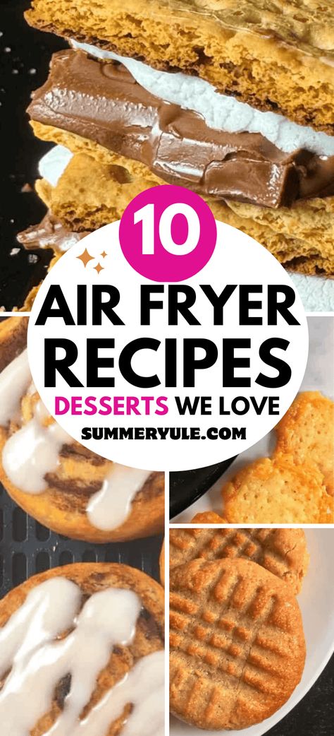 When you're craving something sweet, the last thing you want is the hassle of using the oven. That's where the air fryer comes in, the ultimate kitchen tool for whipping up irresistible desserts with ease. If carbs are your go-to comfort, these simple air fryer snacks and desserts are exactly what you need. From cinnamon rolls to chewy cookies, these 10 delightful treats will satisfy your taste buds. Air Fryer Oven Recipes Desserts, Air Fryer Oven Desserts, Dessert In Air Fryer Recipe, Desserts Air Fryer, Deserts In Airfryer, Air Fryer Deserts Easy Healthy, Cinnamon Rolls In Air Fryer, Quick Air Fryer Desserts, Single Serve Desserts Air Fryer