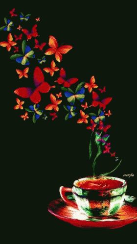 Butterfly Gif, Butterfly Tea, Coffee Talk, Good Morning Coffee, Coffee Cafe, Coffee Love, Coffee Art, Live Wallpapers, Coffee Time