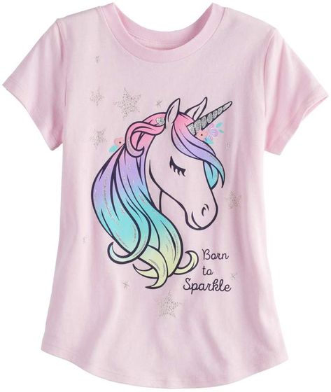 Born To Sparkle, Sparkle Unicorn, Unicorn Fashion, Unicorn Tee, Unicorn Outfit, Justice Clothing, Girls Nightwear, Tee Shirt Fashion, Unicorn Shirt