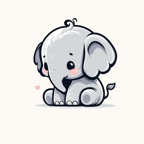 Cute Animal Pictures Cartoon, Elephant Animation, Animated Elephant, Elephant Vector Illustration, Kawaii Elephant, Baby Elephant Cartoon, Stickers Pictures, Cute Elephant Cartoon, Baby Elephant Drawing