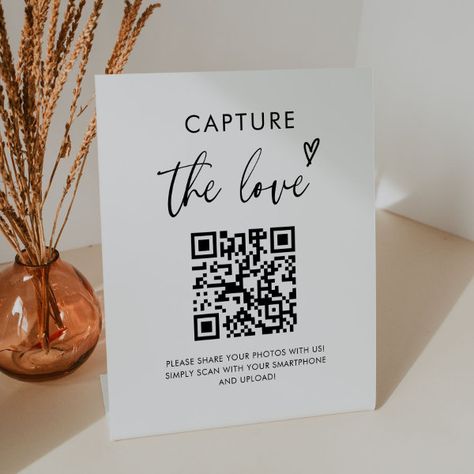 Wedding Capture The Love Photo Share QR Code Sign Qr Code Wedding Pictures Sign, Disposable Camera Qr Code, Capture The Love Qr Code, Share Photos Wedding Sign, Capture The Love Wedding Sign, Wedding Cards Sign, Qr Code Wedding Photo Sharing, Wedding Notes From Guests, Wedding Photo Qr Code Sign