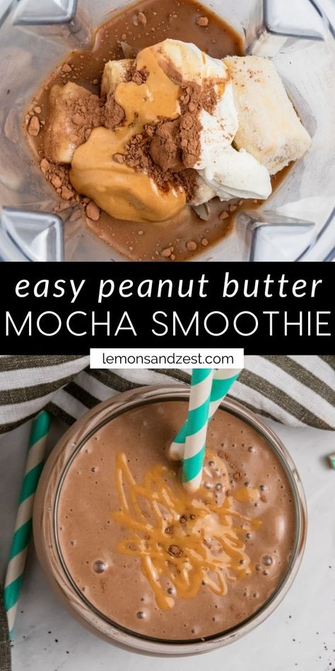 Chocolate Coffee Smoothie, Peanut Butter Yogurt Dip, Peanut Butter Coffee, Coffee Smoothie Recipes, Mocha Smoothie, Smoothie Breakfast, Get Up In The Morning, Peanut Butter Smoothie, Butter Coffee