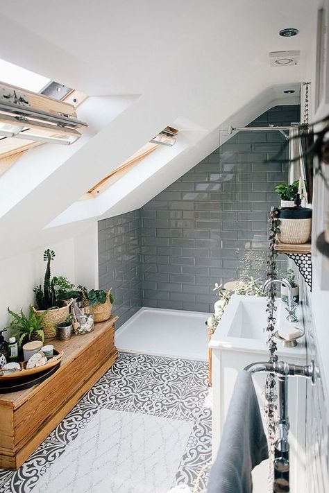 Attic Remodeling Ideas [2024 Guide] | Green Attic Insulation Scandi Bathroom, Loft Bathroom, Bathroom Inspiration Modern, Attic Bathroom, Interior Minimalista, Trendy Bathroom, Bathroom Inspiration Decor, Loft Conversion, Natural Home Decor