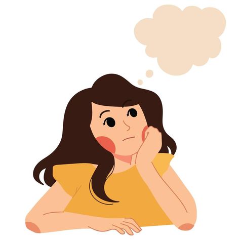 woman having a daydream and thinking illustration Someone Thinking Drawing, Thinking Illustration, Human Pictures, Book Illustration Art, Girl Thinking, Drawing Expressions, Expressive Art, Woman Illustration, Creative Instagram Photo Ideas