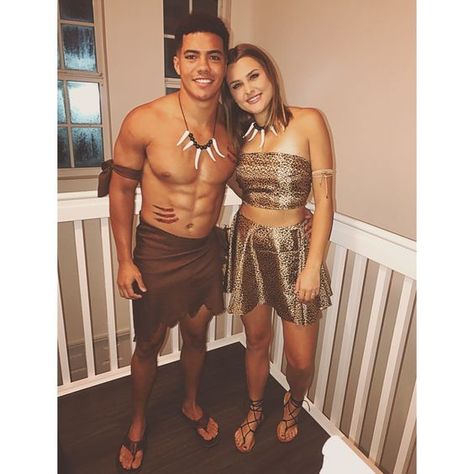 150+ Couples Halloween Costumes to make you both look like the Superstars of the party - Hike n Dip Tarzan And Jane Costumes, Cosmo And Wanda Costume, Caveman Costume, Cool Couple Halloween Costumes, Meme Costume, Halloween Costumes To Make, Diy Couples Costumes, Movie Halloween Costumes, Tarzan And Jane