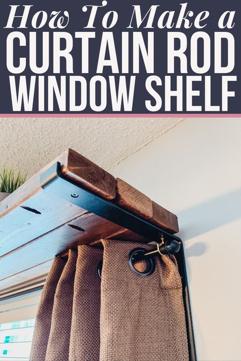 Diy Window Shelf, Koti Diy, Diy Curtain Rods, Window Shelf, Window Shelves, Window Curtain Rods, Diy Window, Old Door, Diy Curtains