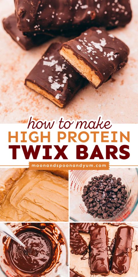 These best Twix bars are Halloween treats to make! An easy high-protein Twix bar recipe is made with natural whole food ingredients and vanilla protein powder, offering a nutritious twist on a homemade candy bar. Gluten-free, vegetarian, vegan-friendly! Protein Bars Recipe, Twix Bars, Twix Bar, Protein Treats, Homemade Candy, Bars Recipe, Protein Bars, High Protein, Candy Bar