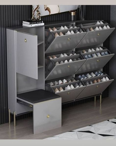 Shoe Rack Cabinet Design, Shoe Storage Ideas, Shoe Rack Living Room, Home Hall Design, Wardrobe Interior Design, Foyer Design, House Furniture Design, Homecoming Hair, Cupboard Design