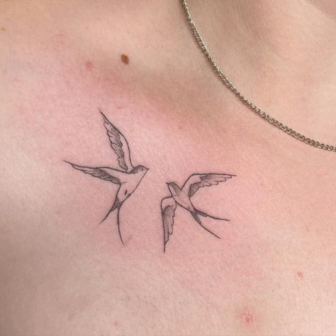 Tats • Instagram Swallows Tattoo, Pair Tattoos, Hawk Tattoo, Swallow Tattoo, Red Tailed Hawk, Swallows, Birds Tattoo, Red Ink, Little Birds