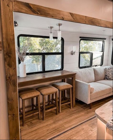 Glamper Camper, Rv Interior Remodel, Camper Interior Design, Tiny House Camper, Camper Trailer Remodel, Trailer Decor, Diy Camper Remodel, Trailer Living, Camping Camper