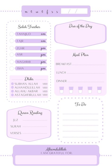 Salah Tracker, Islamic Planner, Bullet Journal Daily, Ramadan Printables, Ramadan Quran, Ramadan Tips, Daily Habit Tracker, Daily Planner Printables Free, Daily Routine Planner