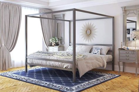 🍀Cub & Clover🍀 Gold Canopy Bed, Full Canopy Bed, Modern Canopy Bed, Modern Canopy, Metal Canopy Bed, Canopy Bed Frame, Urban Retreat, Gold Bed, Bed Dimensions