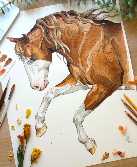 Irene Meniconi, Watercolor Horse Painting, Equine Artwork, Horse Art Drawing, Horse Sketch, Animal Illustration Art, Horse Inspiration, Portrait Watercolor, Quarter Horses