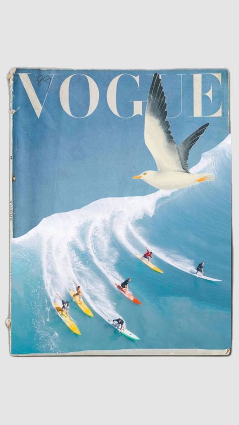 #vogue #voguecover #beach #surf #surfing Girly Prints, 70s Vogue, Vintage Vogue Covers, Surf Aesthetic, Surf Poster, Beach Posters, Beach Surf, Vogue Covers, Vintage Vogue