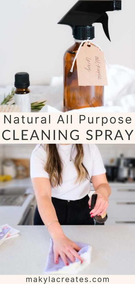 Natural all purpose cleaning spray. Makyla using spray on kitchen counter to clean All Natural Countertop Cleaner, How To Make Your Own Cleaning Supplies, Natural Counter Cleaner, Natural House Cleaners Recipes, Best All Purpose Cleaner, Homemade Countertop Cleaner, Home Made All Purpose Cleaner, Homemade Surface Cleaner, Diy House Cleaners Recipes