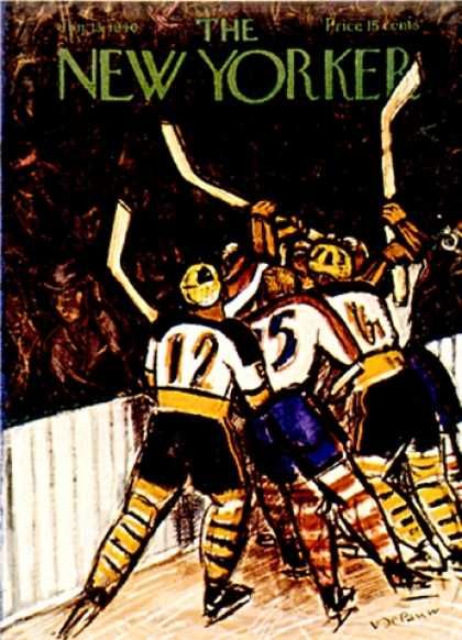 vintage New Yorker magazine Ice Hockey game New Yorker January, Hockey Posters, New Yorker Covers, Retro Sports, January 13, Vintage Graphic Design, Ad Art, Sport Poster, Print Magazine