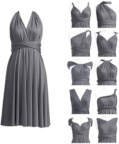 Infinity Wrap Dress Styles, Transformable Clothing, Short Infinity Dress, Infinity Dress Ways To Wear, Infinity Dress Styles, Bridesmaid Dresses Midi, Transformer Dress, Multiway Bridesmaid Dress, Infinity Dresses