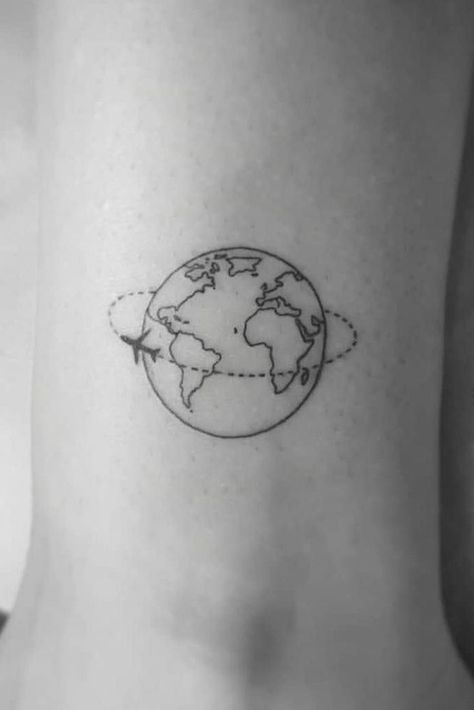 World Map Tattoo, Globe Tattoo, World Map Tattoos, Globe Tattoos, Map Tattoo, Earth Tattoo, Airplane Tattoos, Travel Tattoos, Map Tattoos