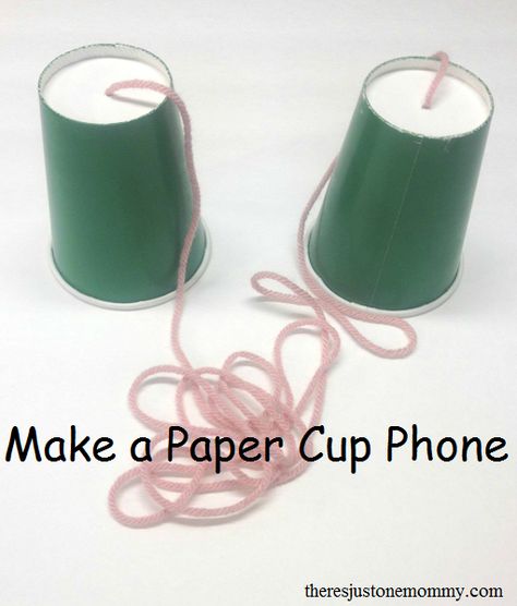 How to make a paper cup phone -- fun kids science experiment! Paper Cup Phone, First Grade Science Projects, Sound Experiments, Sound Science, Kid Science, Summer Science, 1st Grade Science, First Grade Science, Cup Phones