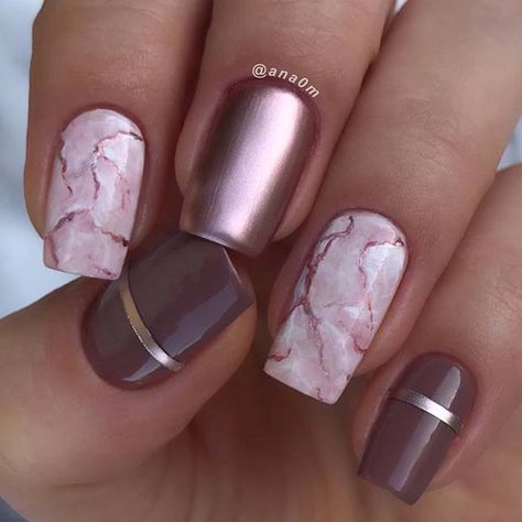 Marble Nail Designs, Square Nail Designs, Marble Nail Art, Super Nails, Metallic Nails, Trendy Nail Design, Nails Fall, Marble Nails, Gel Nail Designs