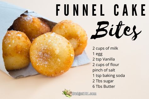 Carnival Desserts Fair Foods, Boardwalk Food Ideas, Funnel Cake Cookies, State Fair Desserts, Easy Fair Food Ideas, Diy Carnival Food Ideas, Funnel Cake Business, Carnival Treats Ideas, Funnel Cake Food Truck