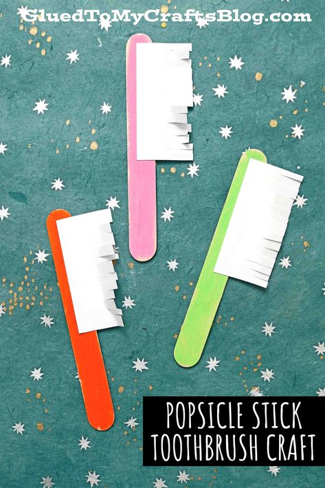 Tooth Brush Art Preschool, Teeth Art And Craft, Teeth Theme Preschool, Popsicle Stick Crafts For Preschoolers, Teeth Craft Preschool, Toothbrush Template Free Printable, Preschool Toothbrush Craft, Preschool Healthy Habits Theme, Toothbrush Template