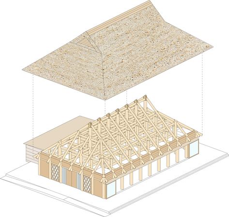 Shigeru Ban uses thatch and cardboard at Farmer's Restaurant in Japan Thatch Roof Modern Interior, Diy Thatch Roof, Bamboo Roof Structure, Thatch Roof Detail, Japanese Farmhouse, Japanese Island, Awaji Island, Thatch Roof, Architecture Site Plan