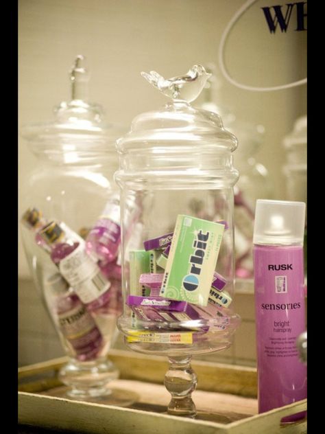 Bathroom Toiletries Pretty Jars, Wedding Bathroom, Wedding Day Tips, Hair Spray, I Got Married, Wedding Wishes, Fairytale Wedding, Here Comes The Bride, Fun Wedding