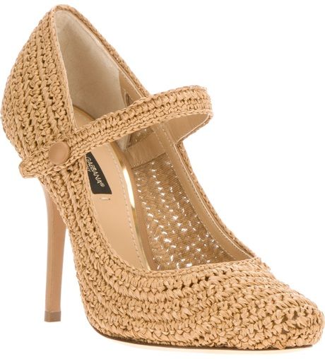 DOLCE GABBANA Raffia Midheel Pump - Lyst Rajutan Sandal, Sandal Rajut, Make Your Own Shoes, Crochet Sandals, Mid Heels Pumps, Knit Shoes, Crochet Shoes, Crochet Slippers, Diy Shoes