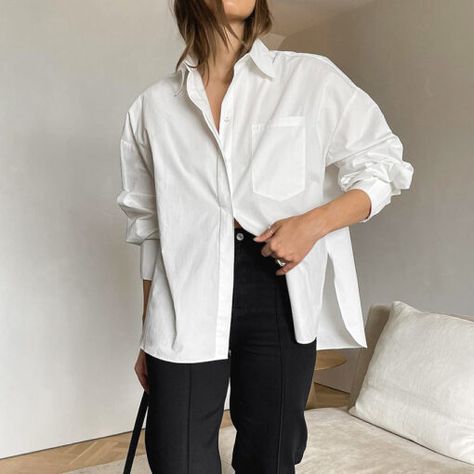 F00193646-102 Loose Button Down Shirt Outfit, White Linen Button Up Outfit, Baggy Button Up Shirt Outfits, Oversized Button Up Shirt Outfit Work, Brow Branding, White Shirt Outfit Women, Button Down Shirt Outfit Casual, White Button Down Outfit, White Shirt Outfit