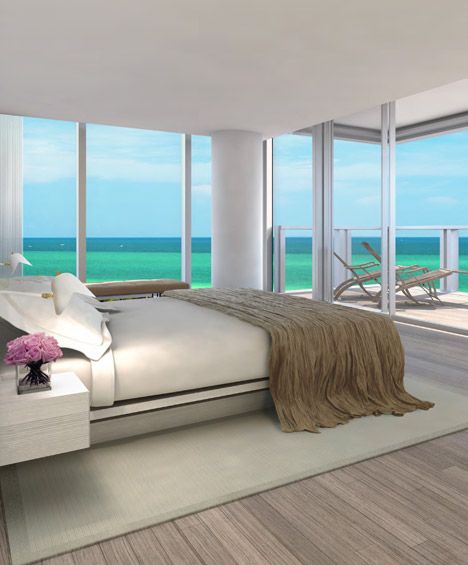 Floor-to-ceiling windows cause an outside feel and capture fragile or vibrant modifications in weather condition while upgrading the interiors with a natural atmosphere.  Tags: floor to ceiling windows, french door, apartment window ideas, floor to ceiling window curtain #windows #curtain Miami Beach Edition, Miami Condo, Beach Themed Bedroom, John Pawson, Dream Beach Houses, Beach Bedroom, Luxury Condo, Design Del Prodotto, Beach Condo