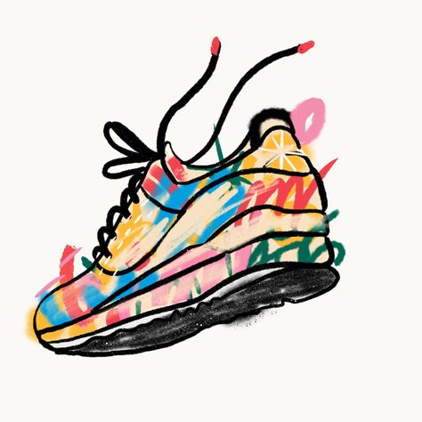 Facebook app on Behance Running Shoes Illustration, Sneaker Quotes, Running Illustration, Sneakers Illustration, Graffiti Piece, 2022 Art, Film Photography Tips, Air Max Day, Shoes Illustration