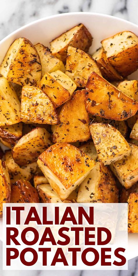 Roasted Potatoes Italian Seasoning, Low Sodium Roasted Potatoes, Easy Red Potato Recipes Quick, Baked Potato Seasoning Recipe, Potatoes Russet Side Dishes, Italian Roast Potatoes, Oven Seasoned Potatoes, Italian Red Potatoes, Crispy Italian Potatoes