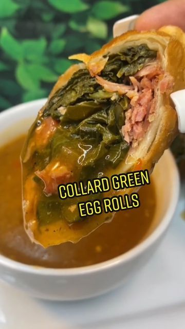 Collard Green Egg Rolls, Egg Roll Dipping Sauce, Egg Roll Sauce, Egg Roll Wraps, Healthy Ramen, Collard Greens Recipe, Collard Green, Friendsgiving Food, Chicken Egg Rolls