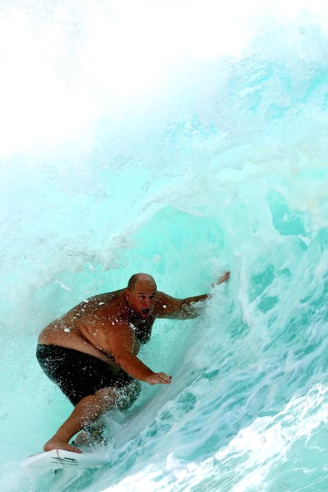 A plus size surfer is seeing surfing in the middle of a big wave in the ocean. Soul Surfer, Surfing Photography, Surf Life, John Muir, Surfing Waves, Surf Style, Big Waves, Surfs Up, Meme Pictures