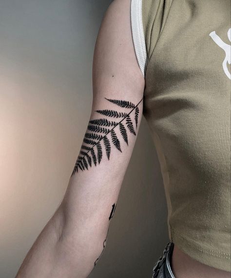 Fern Arm Band Tattoo, Palapalai Fern Tattoo, Fern Arm Wrap Tattoo, Fern Tattoo Inner Arm, Wrap Around Fern Tattoo, Fern Bicep Tattoo, Fern Wrap Tattoo, Fern Tattoo Placement, Fern Rib Tattoo