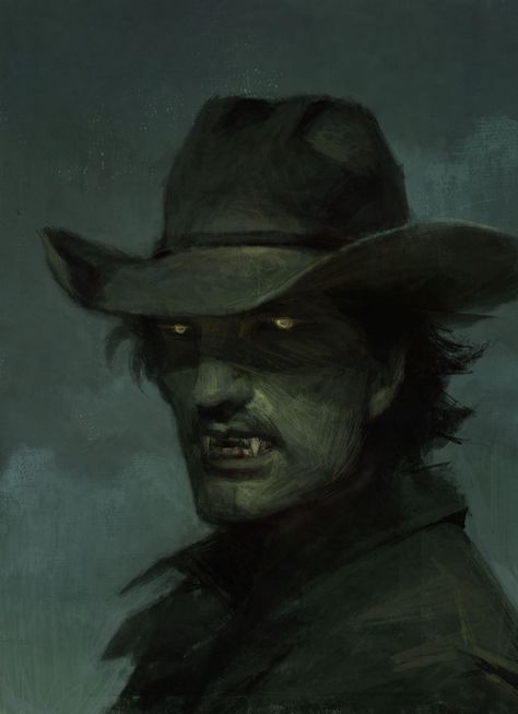 Cowboy Painting, Vampire Masquerade, Vampires And Werewolves, Vampire Art, World Of Darkness, Cowboy Art, Creatures Of The Night, Arte Obscura, Modern Fantasy