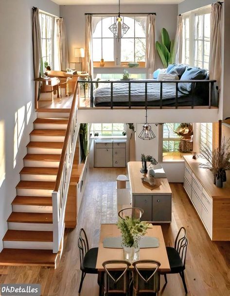 Tiny Apartment Living, Container Living, Shed To Tiny House, Tiny House Nation, Tiny House Layout, Loft Bedroom, Small Apartment Design, Ideas For Decorating, Casa Container