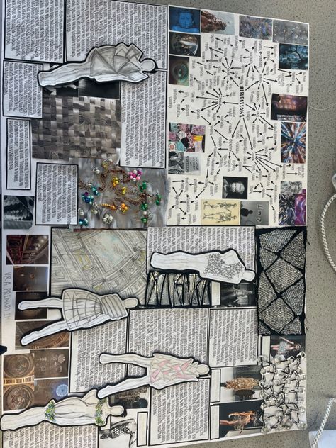 the stimulus i chose was reflections, this was board one exploring the theme A Level Textiles Themes, Textile Design Sketchbook, Textile Sketchbook, Dance Portfolio, Artist Research Page, Textiles Gcse, Textiles Ideas, Sketchbook Ideas Inspiration, Gcse Textiles