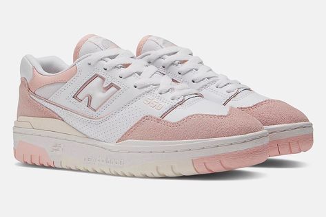 New Balance Shoes 550, New Balance 550 Pink, Pink New Balance, Pink Sea Salt, New Balance Style, Black Jeans Outfit, Vintage Silhouette, Cute Sneakers, Pink Sand