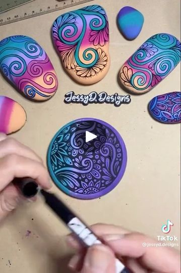 @jessyd_designs paints rocks with acrylic paint and then draws on them with @posca_uk pens. Remember that you can paint polymer clay with both - acrylic paint and Posca pens - which makes this therapeutic technique transferable to polymer clay projects 🥳

#polymerclay #zentangles #painting #rockpainting #art #handmade #mixedmedia #create #handmade #fun #colourful #fimo #cernit #sculpey | British Polymer Clay Guild | British Polymer Clay Guild · Original audio Paint Polymer Clay, Polymer Techniques, Polymer Clay Pens, Polymer Clay Painting, Clay Pen, Liquid Clay, Posca Pens, Posca Art, Pen Art Drawings