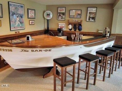 HomelySmart | 12 Fantastic Ways To Bring The Boat Feel Into Your Home - HomelySmart Boat Furniture, Boat Bar, Awesome Woodworking Ideas, Deco Marine, Dr House, Woodworking Joinery, Woodworking For Kids, Woodworking Table, Diy Outdoor Decor