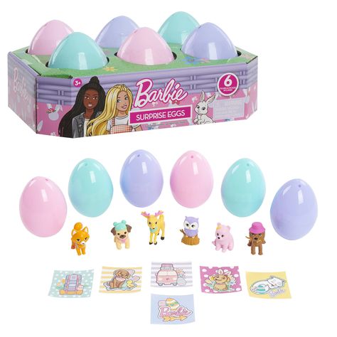 PRICES MAY VARY. Includes: 6 Easter eggs, 6 mystery figures, 6 glossy stickers Blind Bag Easter Pet Fun: Discover 6, 1.5-inch figures in each egg-shaped blind capsule. An Easter Pet Extravaganza: This set of 6 eggs conceals an adorable owl, a sweet pug in a pompom hat, a cute pink fox, and a darling deer. Barbie Pets Are Posed Perfectly: Each pet features a unique style and pose. Pet Play Benefits: Creative play with these tactile figures improves storytelling and fine motor skills. More Pets, M Barbie Vending Machine, Barbie Surprise, Barbie Pets, Educational Games For Preschoolers, Egg Party, Easter Basket Stuffers, Pet Play, Surprise Egg, Pink Fox