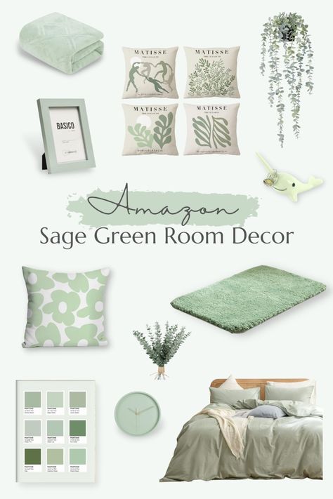 Shop recommended products from Keltie on www.amazon.ca. Learn more about Keltie's favourite products. Green Sage Room Aesthetic, Cute Room Ideas Aesthetic Green, Room Ideas Aesthetic Green Boho, Room Inspo Sage Green Walls, Room Ideas Grey And Green, Green Themed Room Aesthetic, Green Decor Bedroom Room Ideas, Room Inspo Aesthetic Green And Pink, Pastel Green And White Bedroom